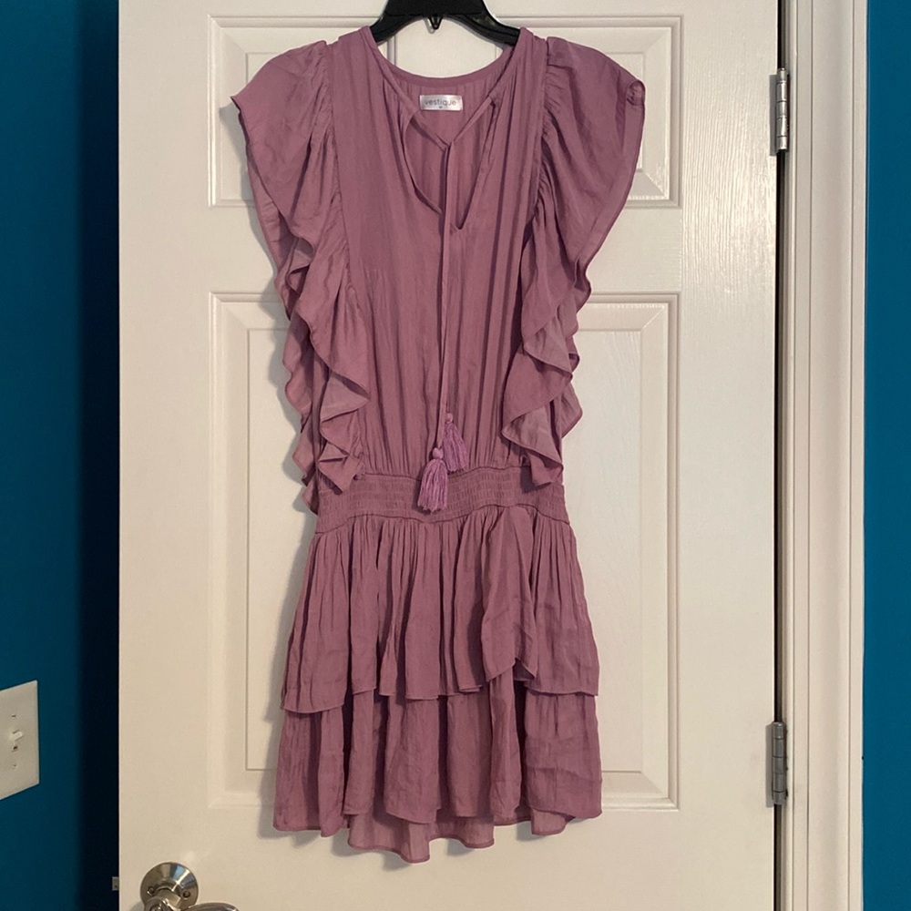 Vestique size medium purple dress with ruffles